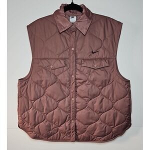 Nike Womens Mauve Quilted Snap Front Insulated Vest Size Medium NWT